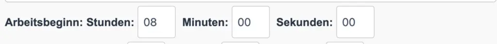 Startzeit und -datum für den Arbeitszeitrechner