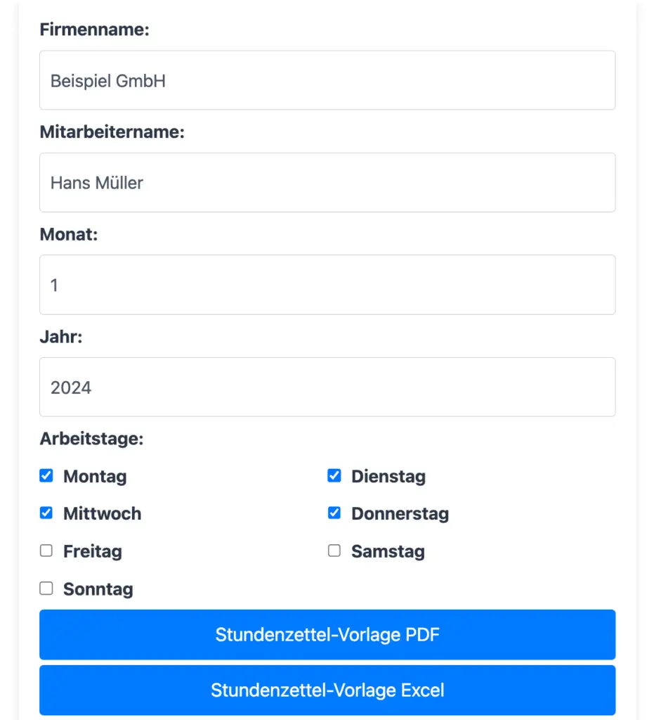 Stundenzettel Vorlagen für die Arbeitszeiterfassung: PDF und Excel ...